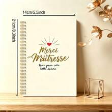 DANPERJI 1本 A5 優雅法式「Merci Maitresse」螺旋筆記本，金色米色設計配愛心裝飾，教師感謝禮物，開學季、大學與辦公室文具 - Merci Maitresse - 查看 3