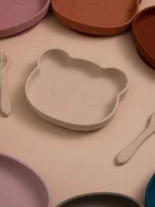 1pc Silicone Baby Suction Plate Cute Panda Shape Toddler Feeding Plate Non‑Slip Baby Led Weaning Dish Kids Dinner Plate Infant Accessories - Multicolor - View 3