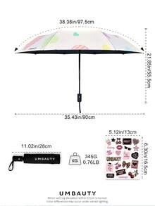 UMBAUTY Umbrella, Multicolor Heart Pattern, Portable Travel, Sun Protection & Rainproof, 8-Rib Reinforced Frame, One-Click Open/Close, Black Coating SPF 30+ UV Protection, Heat-Reducing Waterproof Fabric, Dual-Use Automatic Umbrella For Sunny And Rainy Days - Multicolor - View 4