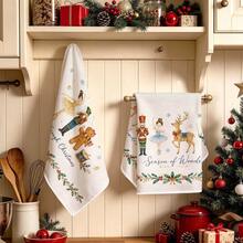 2pcs Kitchen Towels, Christmas Gingerbread Man Fairy Tale Pattern Microfiber Kitchen Towels, 40*60cm/15.7*23.6in Towels, Single-Sided Print, Dish Cloths For Kitchen, Suitable For Restaurant, Meat Room, Bathroom Decor, Holiday Gift - Multicolor - View 9