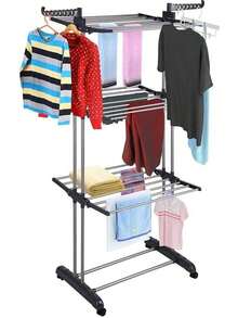 Hygrad Built to Survive Clothes Drying Rack 3 Tier Clothes Dryer Rack Foldable Laundry Clothes Rack UK - Grey - View 8