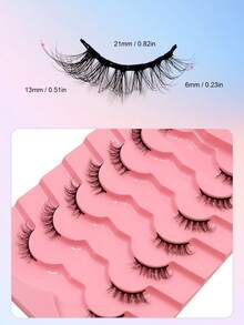Asiteo 7 Pairs Half-Striped False Eyelashes, Cat Eye Tail Extension, Natural Soft Faux Mink Lashes, Fluffy And Soft, Perfect For Natural Makeup - Black - View 2