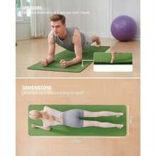 Good Nite Tapete de gimnasia, yoga, fitness, antideslizante, para entrenamiento, deporte, turn, pilates, con correa, 183 x 61 x 0,6 cm - Verde/Negro - Ver 2