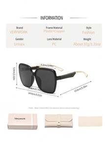 Verywork1 Classic Square Brand Design Women's Sunglasses, Comes With Storage Case And Cleaning Cloth, Suitable For Commuting, Beach Vacation, Outdoor Activities And More. - Multicolor - View 5