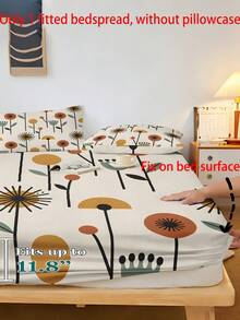 1PC Vintage Abstract Geometric Floral Print Fitted Sheet (Fitted Sheet Only, No Pillowcase), Bohemian Abstract Floral Fitted Sheet, Soft Bedroom Bedding, Suitable For Bedroom, Guest Room, School Dormitory, Easy To Remove And Machine Washable, All-Season Mattress Protector - Multicolor - View 3