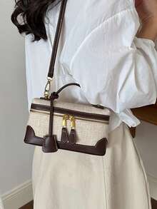 Women's Mini Fashion Versatile Colorblock Casual Handbag - Coffee - View 5