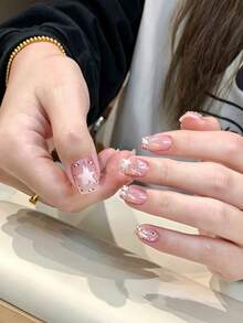 1pc Autumn New Minimalist Light Pink Star Nail Art Stickers, Multi-Size Five-Pointed Star Design, Thin Soft And Easy To Apply, Suitable For Sweet Cool Gentle Vibe Nail DIY - Baby Pink - View 2