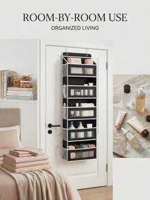 Over-The-Door Hanging Storage Rack, 6-Tier Large Capacity, With Mesh Window Fabric Storage Bags And Side Pockets, Suitable For Bathroom, Storage Room And Bedroom Organization - Multicolor - View 6