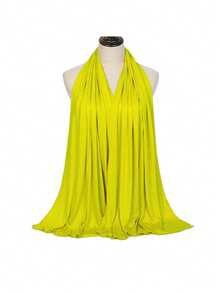 1PC Women's New Large Size Hijab Headscarf Long Scarf Solid Color Casual Soft - Grass Green - View 7