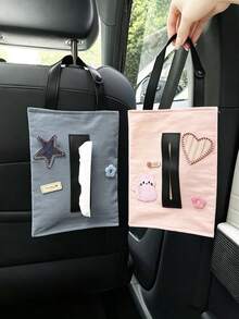 Car Tissue Holder, Creative Minimalist Fashion Car Seat Back Tissue Storage Bag, Car Tissue Pouch, Car Tissue Decorative Bag, Car Storage Supplies. (No Tissues Included) - A - View 12