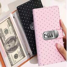 Best-Selling Leather Large Capacity Cash Storage Binder With Combination Lock & Portable Banknote Album/Cash & Coin Protection Storage Binder & Budget Planning Wallet & Suitable For Teens And Adults, Small Diamond Style, Birthday/New Year/Christmas Gift - Multicolor - View 3