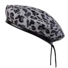 1pc Men's Plush Leopard Print Beret Military Hat, Adjustable Sun Protection Casual Cap For Outdoor, Suitable For Autumn/Winter - Multicolor - View 11