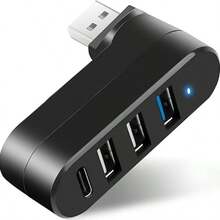 4 Port USB 3.0 Hub 180° Rotatable USB Splitter With 3 USB-A Ports + 1 USB-C Power & Data Port, Portable USB Expander Compatible With Laptop, Smart Computer, Car And More - one-size - View 11