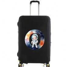 Elastic Luggage Cover, Cute Astronaut Galaxy Initial Print, Black Scratch-Resistant Luggage Protector, Travel Accessory, Luggage Not Included - Black - View 63