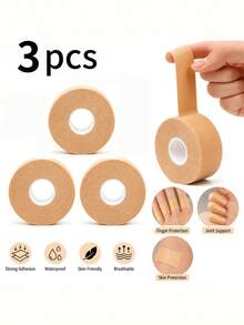 3 Rolls Unisex Beige Anti-Chafing Heel Pads, Soft Comfortable Elastic Cut-To-Fit Foot Protection Cushions For Athletic Shoes, Business Shoes And High Heels - Beige - View 1