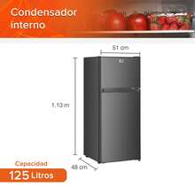 White Westinghouse  Refrigerador Frigobar 4.4 pies 125L Modelo WWCR44125LHS Top Mount Control mecánico de temperatura  Puerta reversible y Luz interior  Condensador interno Pata ajustable - Gris - Ver 3