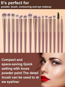 32Pcs/1pc Rose Gold Brown Makeup Tool Set 14Pcs Makeup Brushes Makeup Bag Silicone Brush Cleaner Makeup Sponge Triangle Puff Finger Puff For Foundation Blush Contour Eyeshadow Blending Dry Wet Use - Burgundy - View 2