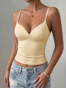 Women's Y2K Solid Color Camisole High Elasticity Fitted Casual Sports Vest Summer - Apricot - View 9