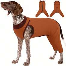 1pc Dog Post-Surgery Recovery Suit, Back Zipper Design Dog Surgical Recovery Vest, Long Sleeve Design For Legs To Prevent Licking Wounds, Female Dog Post-Surgery Jumpsuit, Dog Spay/Neuter Recovery Set, Soft And Comfortable Dog Vest, Alternative To Elizabeth Collar, Suitable For Large, Medium And Small Dogs, All Season Wear - Burnt Orange - View 1
