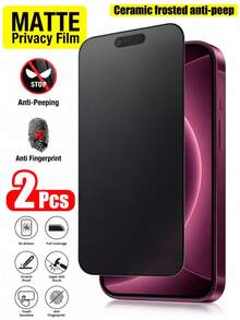 2 buah Pelindung Layar Privasi Matte Buram, Anti-Intip, Anti-Silau, Anti-Sidik Jari, Kompatibel dengan iPhone 18 Pro Max, Pemasangan Mudah Tanpa Gelembung, Sentuhan Halus, Kompatibel dengan iPhone 17 Pro Max [6.9 Inci]/17 Pro Max/17 Pro/17 Air/17E/16/15/14 Plus/13 Mini/12/11 Series - Hitam - View 11