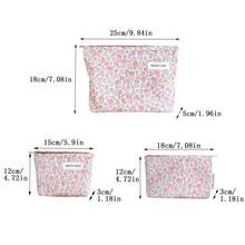 AGG Fresh Pink Floral Large Makeup Bag For Women, Inner Bag, Portable Travel Toiletry Bag, Handbag, Multi-Functional Skincare Storage Bag, Sanitary Pad Storage Bag, Gift For Mom/Girlfriend, Student Pencil Case - Multicolor - View 10