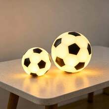 1pc Soccer Ball LED Night Light,Football Shape Warm Table Lamp 14*12.3/8*7.3cm For Kids Bedroom Desk Decor,Creative Sport Theme Birthday Holiday Gift - Yellow - View 7