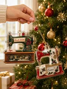 1pc Personalized Sewing Machine Ornament 2026, 2D Flat Christmas Hanging Decoration, Customized Name Sewing Enthusiast Gift, Tailor Sewing Enthusiast Keepsake, Christmas Tree Decoration, Christmas Gift - Multicolor - View 5