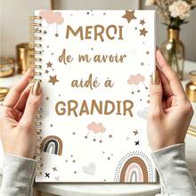 DANPERJI 1本 A5 優雅法式「Merci Maitresse」螺旋筆記本，金米色設計搭配愛心裝飾，教師感謝禮物，開學季、大學與辦公文具 - MERCI - 查看 2