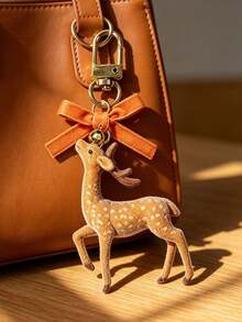 Velvet Bow And Bell Reindeer Bag Charm – Featuring A Velvet Bow And A Bell; Stylish And Practical; Suitable As A Birthday Or Christmas Gift. - Multicolor - View 6