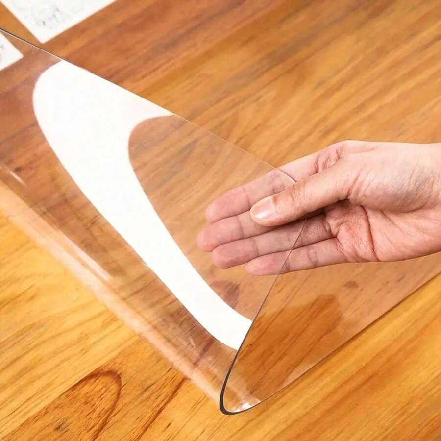 حصيرة مكتب مانعة للانزلاق، 1 قطعة، وسادة ماوس، واقي سطح مكتب شفاف من PVC مقاوم للماء، حصيرة مكتب كبيرة فائقة الرقة، وسادة كتابة سهلة التنظيف للمكتب المحمول، مناسبة للمكتب/المنزل/الديكور (شفاف) - أبيض - مشاهدة 1