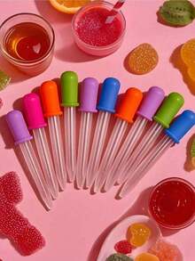 1 Liquid Dropper, Silicone Material, 5ml Transparent Medical Dropper, Color Dropper Tool, Silicone Graduated Dropper, Cosmetic Skin Care Essence Filling Dropper (Color Random), With Spherical Suction Head, Party Supplies, Christmas Decorations - Multicolor - View 6
