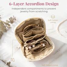 Compact Portable Jewelry Organizer, Multi-Layer Partition Anti-Tangle Jewelry Bag, Zipper Protection, Travel Storage Box For Earrings, Rings, Necklaces And Bracelets - Multicolor - View 1