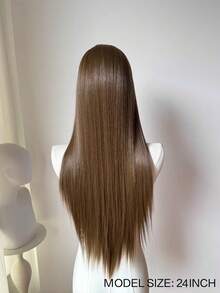 Brown 13*4 Lace Front Long Straight Hair Wig For Women, High Quality Heat Resistant Synthetic Fiber Wig Suitable For Daily Wear And Cosplay - Multicolor - View 8