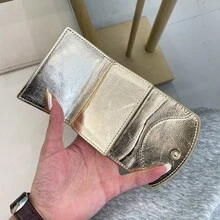 Y2K Metallic Shimmer Small Trifold PurseSnap Closure Multi-Card Slots Wallet - Multicolor - View 4