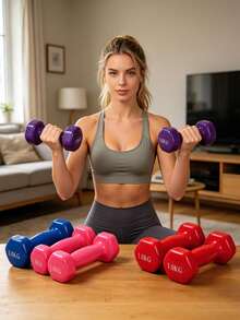 1set/2pcs أثقال لياقة بدنية لتدريب القوة وبناء العضلات، مصنوعة من معدن صلب، مقاومة للانزلاق والتآكل، مناسبة للتمارين في المنزل والصالات الرياضية والمكاتب، قابلة للاستخدام للبالغين والمراهقين - لون عشوائي - مشاهدة 4