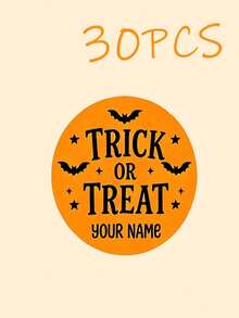 Custom Halloween Round Stickers, Personalized Text Date Name Labels, Ghost Pumpkin Bat Pattern Design, DIY Gift Bags Jars Cookie Boxes Decoration, Suitable For Halloween Party Favors - Multicolor - View 22