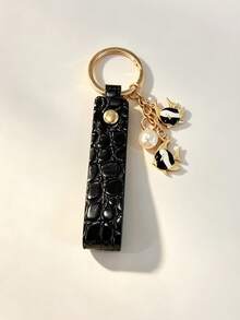 PU Leather Textured Keychain Pendant, Creative Cute Bee, Flower, Small Fish Key Chain, Key Remote Control Pendant, Bag Charm Key Accessory - A - View 3