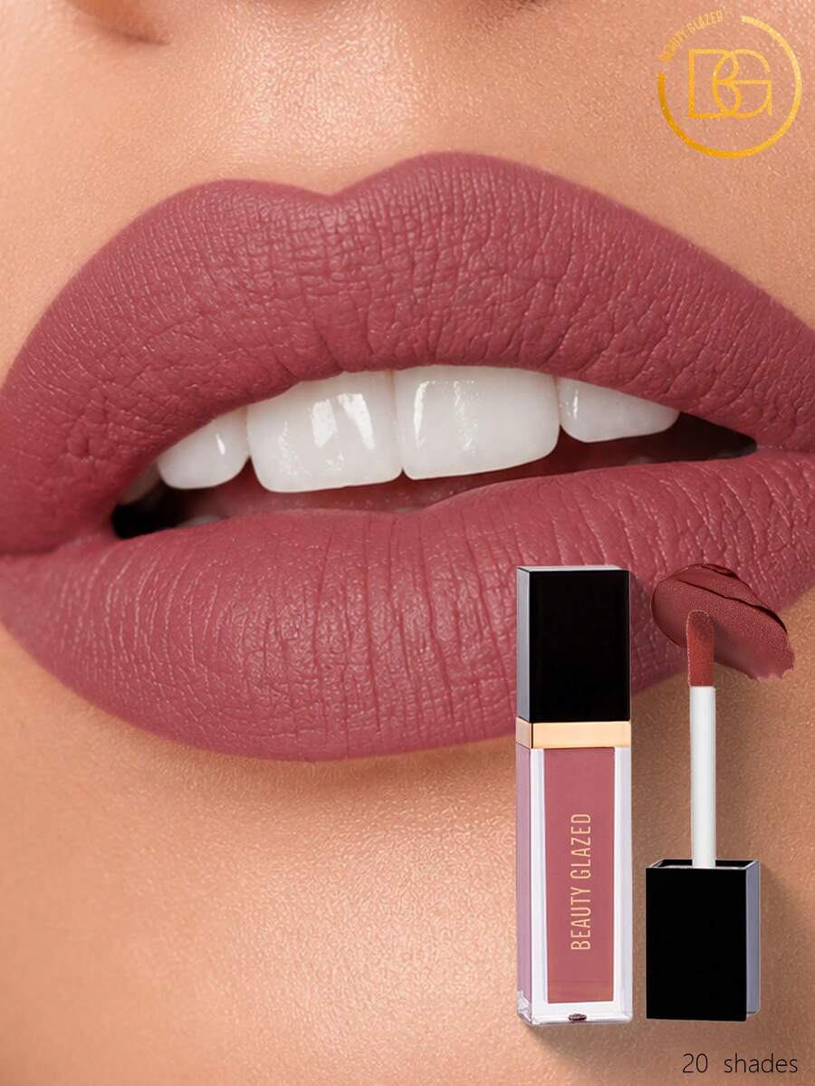 beauty glazed 丝绒哑光液体唇膏,防水速干不粘腻,全覆盖唇釉,持久哑光唇膏,适合女性使用 - #114 - 查看 1