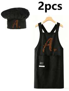 Leopard Print Letter Apron And Chef Hat Set, Fashionable Kitchen Cooking Baking Apron With Pockets, Cross Back Design Apron, Multi-Functional Home Workwear, Practical Daily Cooking Equipment Accessory, Ideal Gift For Women, Mothers, Wives, Friends, Housewarming Gift, Perfect For Home Kitchen, Baking Party, Crafting, BBQ Family Activities, Decorative Practical Kitchen Equipment, Personalized Initial Print Gear, Thoughtful Holiday Surprise Gift, Comfortable Daily Wear For Cooking And Housework - Multicolor - View 20