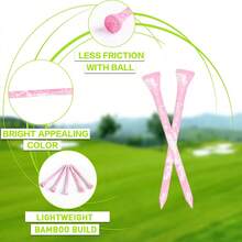 FINGER TEN Bamboo Golf Tees 2 3/4" Or 3 1/4" Value 50 Pack, Premium Wooden Painted Tees With Bright Colors For High Visibility, Durable & Eye-Catching Golf Accessory For Men Women - Pink - View 4