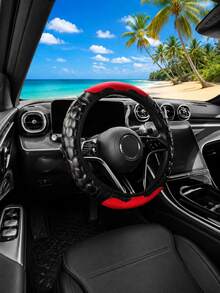 ROSEKEY 1PC PU Carbon Fiber Quilted Diamond Pattern Steering Wheel Cover, Sporty Carbon Fiber Texture, Thickened Diamond Pattern For A Non-Slip Grip, Suitable For SUVs, Trucks, Cars, Daily Commuting And Road Trips,Car Accessories. - A - View 3
