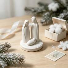 Sacred Family Christmas Scene Statue, Mini Minimalist Nativity Scene Sculpture, Desktop Decor, Perfect Spiritual Gift For Christian Believers And Holiday Decor Enthusiasts, Christmas Decoration - A - View 7