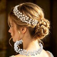 1pc Women's Elegant Handmade Crystal Headband Hair Hoop Bridal Headpiece Suitable For Wedding Party Gift - White - View 8