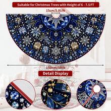 1pc Patterned Christmas Tree Skirt, Elegant Color Holiday Decor, 5 Sizes, Unisex Holiday Gift, Suitable For Home And Party Christmas Home Decoration - Luxury Sapphire Crown - View 10
