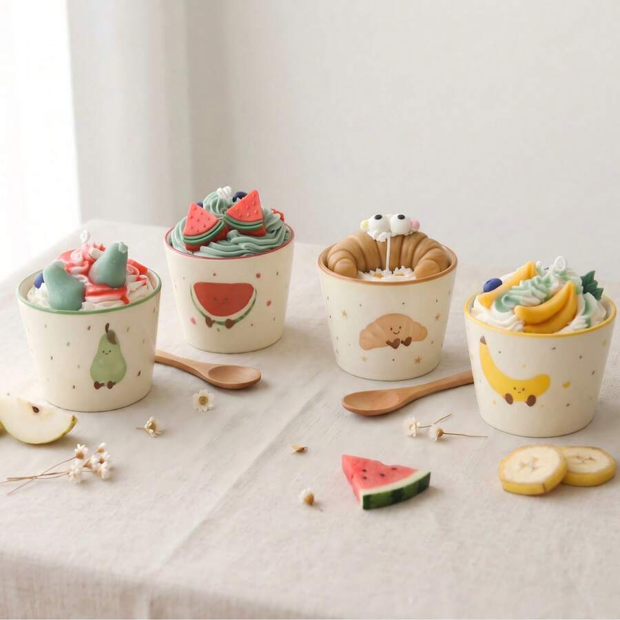 Fruit Scented Candle Ceramic Cup Candle Holiday Warm Minimalist Romantic Gift Birthday Creative - one-size - View 1