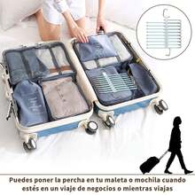 2PK Ganchos para Pantalones Ahorra Espacio 9 en 1. Acero Inoxidable, Ropa Organizador, Ganchos Ropa para Pantalones, Jeans, Bufandas - Verde - Ver 9