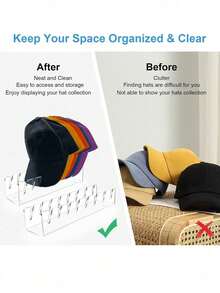 1/2pcs Baseball Cap Storage Rack, Hat Organizer, No Assembly Required, Suitable For Desktop Hat Storage And Display, Acrylic Display Stand, Fits Bedroom, Closet, Vanity, Office And Entryway, Vanity And Closet Storage - Multicolor - View 9
