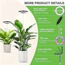 USB-Powered LED Full Spectrum Plant Growth Lamp, Adjustable 40.64cm-154.43cm Height, ABS Material, 0.5W Power Rating, For Seedlings & Flowers, No Battery Needed, Operates On ≤36V - Black - View 11