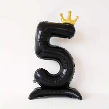 1pc Giant 32 Inch Black Vertical Crown Foil Number Balloons 0-9, Suitable For Birthday Party Balloon Decorations, Free Combination Birthday, Anniversary Photo Backdrop Decoration Balloons - View 6