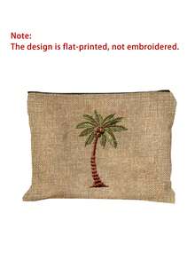 Coconut Tree Printed Makeup Bag, Toiletries Organizing Bag,Lightweight Coin Purse, Palm Tree Printed Toiletries Bag, Storage Bag, For Shopping, Perfect Gift For Birthday, Halloween, Saudi National Day - Multicolor - View 16